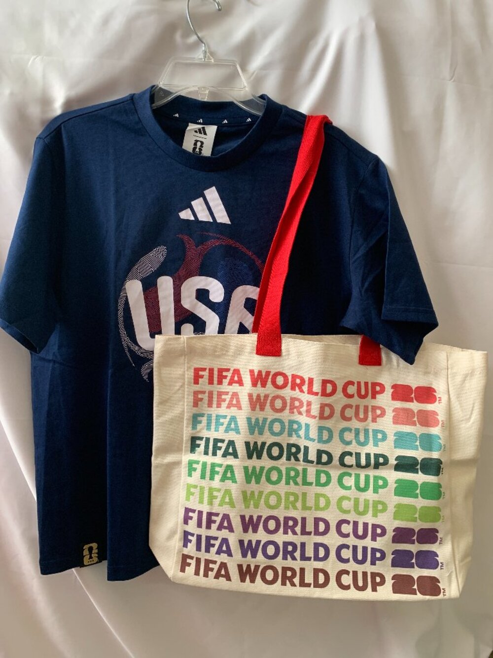 FIFA WORLD CUP Tote Bag & ADIDAS World Cup 2026 USA Tee Sz LARGE SET